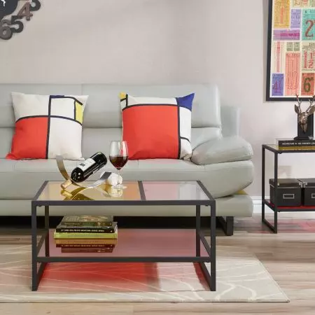 Colorful Glass Rectangle Coffee Table